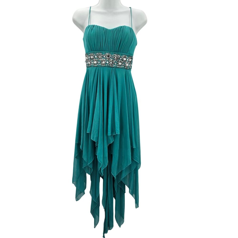 Camille La Vie Vtg Y2K Fairy Whimsy Mesh Babydoll Handkerchief Midi Dress 3/4